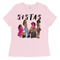 Bubblegum Pink sista sisters afro black women Ladies Tee - NancyCooperArtShop