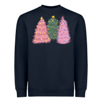 Navy christmas trees Heavyweight Sweatshirt - CowGirlArtShop