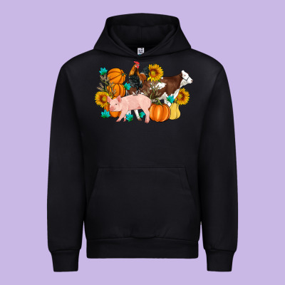 Farm Life Fall Pig Cow Rooster Urban Hoodie Designed By Artiststas