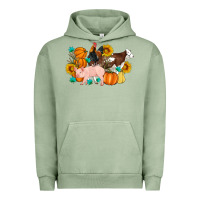 Pigment Oil Green Farm Life Fall Pig Cow Rooster Urban Hoodie - Artiststas