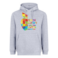 Heather Grey Autism Teach Accept Understand Love Heavyweight Hoodie - CowhideDigitalArt