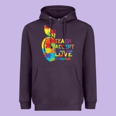 Autism Teach Accept Understand Love Heavyweight Hoodie Designed By Cowhidedigitalart