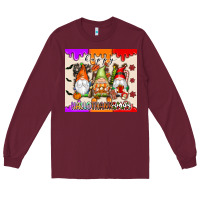 Burgundy Happy Hallothanksmas gnomes Long Sleeve Tee - texasbilliewilder