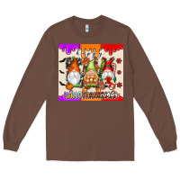 Chestnut Happy Hallothanksmas gnomes Long Sleeve Tee - texasbilliewilder