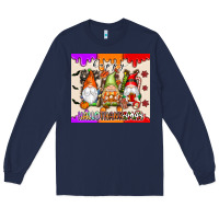 Navy Happy Hallothanksmas gnomes Long Sleeve Tee - texasbilliewilder