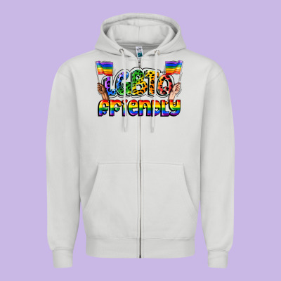 Lgbtq Friendly Pride Zipper Hoodie Designed By Fadigitalartstudio