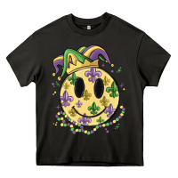 Asphalt smiley face mardi gras Heavy Core Tee - MaliasSmallBusiness