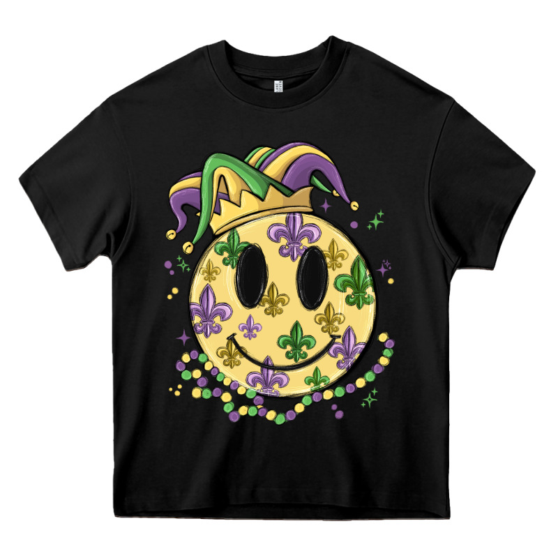 Smiley Face Mardi Gras Heavy Core Tee by MaliasSmallBusiness | Teevron