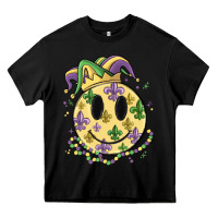 Black smiley face mardi gras Heavy Core Tee - MaliasSmallBusiness