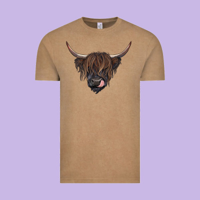 Black Highland Cow Vintage Tee Designed By Ranaportraitstore