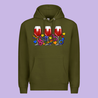 Pride Wine Cups Premium Hoodie Designed By Fadigitalartstudio