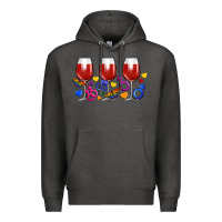 Charcoal Heather pride wine cups Premium Hoodie - FaDigitalArtStudio