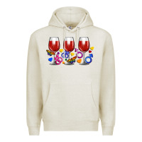Oatmeal Heather pride wine cups Premium Hoodie - FaDigitalArtStudio