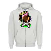 Dove Grey black gamer girl Zipper Hoodie - FaDigitalArtStudio
