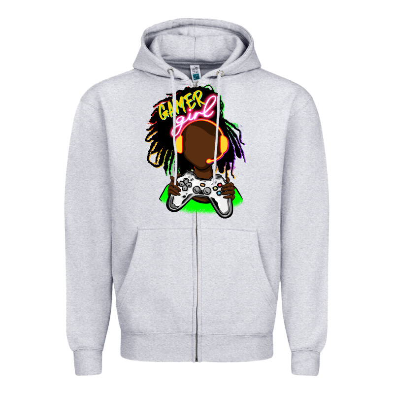Black Gamer Girl Zipper Hoodie by FaDigitalArtStudio | Teevron