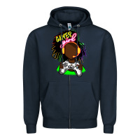 Navy black gamer girl Zipper Hoodie - FaDigitalArtStudio