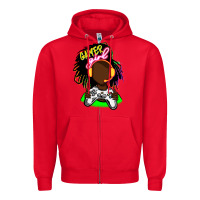 Red black gamer girl Zipper Hoodie - FaDigitalArtStudio
