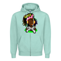 Seafoam black gamer girl Zipper Hoodie - FaDigitalArtStudio