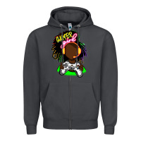Smoke black gamer girl Zipper Hoodie - FaDigitalArtStudio