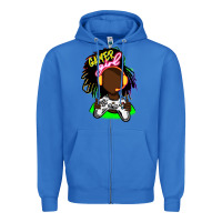 True Royal black gamer girl Zipper Hoodie - FaDigitalArtStudio