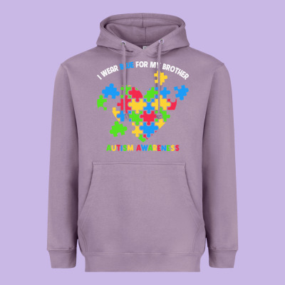 Wear Blue For My Brother Autism Heavyweight Hoodie Designed By Cowhidedigitalart