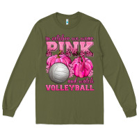 Army Green In October We Wear Pink and Watch Volleyball Long Sleeve Tee - texasbilliewilder