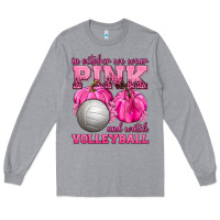 Heather Grey In October We Wear Pink and Watch Volleyball Long Sleeve Tee - texasbilliewilder