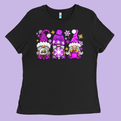 Purple Winter Gnomies Ladies Tee Designed By Nancycooperartshop
