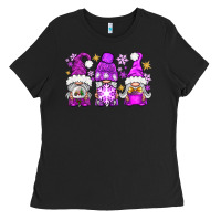 Black purple winter gnomies Ladies Tee - NancyCooperArtShop
