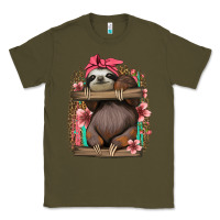 Army Green cute floral baby sloth Classic Tee - Jasminsmagicworld