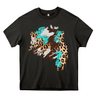Asphalt cowhide leopard turquoise patch Heavy Core Tee - AdoDesignShop