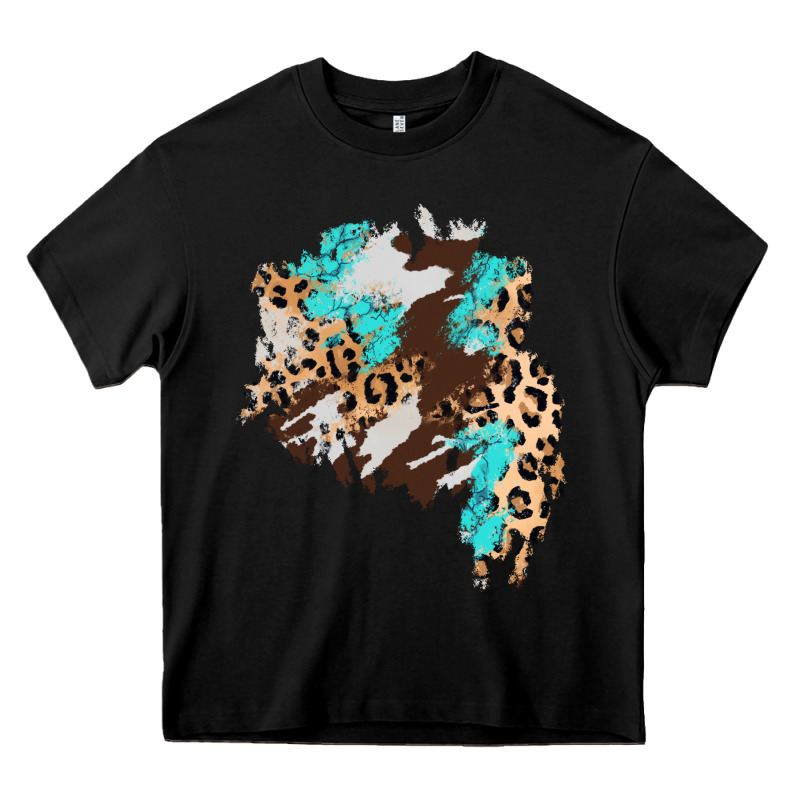 Cowhide Leopard Turquoise Patch Heavy Core Tee by AdoDesignShop | Teevron
