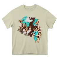 Mossy cowhide leopard turquoise patch Heavy Core Tee - AdoDesignShop