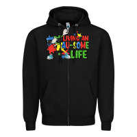 Black Living an au-some life Autism Awareness Day Zipper Hoodie - FaDigitalArtStudio