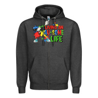 Charcoal Heather Living an au-some life Autism Awareness Day Zipper Hoodie - FaDigitalArtStudio