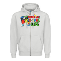 Dove Grey Living an au-some life Autism Awareness Day Zipper Hoodie - FaDigitalArtStudio