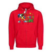 Red Living an au-some life Autism Awareness Day Zipper Hoodie - FaDigitalArtStudio