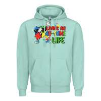 Seafoam Living an au-some life Autism Awareness Day Zipper Hoodie - FaDigitalArtStudio