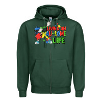 Sports Green Living an au-some life Autism Awareness Day Zipper Hoodie - FaDigitalArtStudio