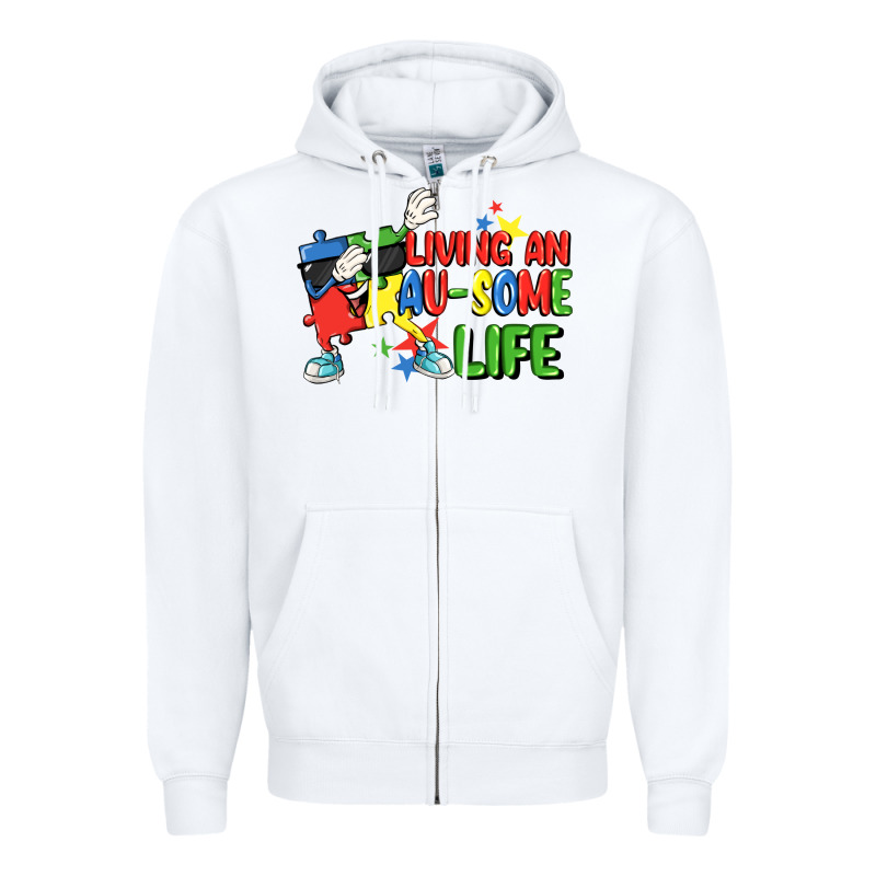 Living An Au-some Life Autism Awareness Day Zipper Hoodie by FaDigitalArtStudio | Teevron