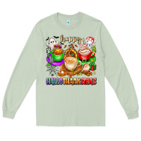 Matcha happy hallothanksmas coffee cups with ghost turkey Long Sleeve Tee - texasbilliewilder
