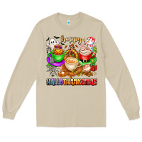 Mushroom happy hallothanksmas coffee cups with ghost turkey Long Sleeve Tee - texasbilliewilder
