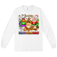 White happy hallothanksmas coffee cups with ghost turkey Long Sleeve Tee - texasbilliewilder