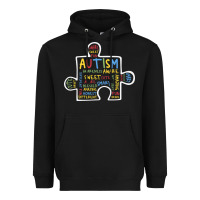 Black Autism Puzzle Piece Words Autistic Heavyweight Hoodie - CowhideDigitalArt