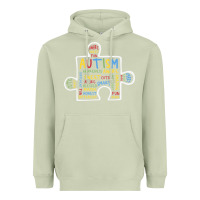 Matcha Autism Puzzle Piece Words Autistic Heavyweight Hoodie - CowhideDigitalArt