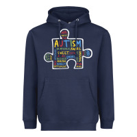 Navy Autism Puzzle Piece Words Autistic Heavyweight Hoodie - CowhideDigitalArt