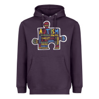Plum Autism Puzzle Piece Words Autistic Heavyweight Hoodie - CowhideDigitalArt