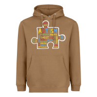 Toasted Coconut Autism Puzzle Piece Words Autistic Heavyweight Hoodie - CowhideDigitalArt