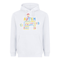 White Autism Puzzle Piece Words Autistic Heavyweight Hoodie - CowhideDigitalArt