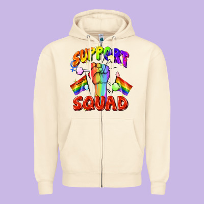 Support Squad Pride Zipper Hoodie Designed By Fadigitalartstudio